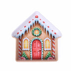 Vassoio in metallo casa natalizia con neve, 26x24H2 cm (kit da 10)