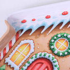 Vassoio in metallo casa natalizia con neve, 26x24H2 cm (kit da 10)