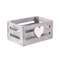 Cassetta in abete grigia con cuore, 16x10,5H8,5 cm (kit da 10)