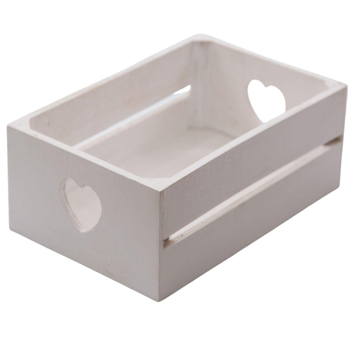 Cassetta rettangolare in legno bianco, 22x15H9 cm (kit da 10)
