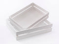 Cassette bianche in legno di abete, 37x28H8 cm, set di 2