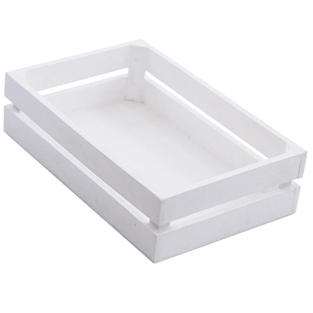 Cassetta bianca in legno di abete, 37x28H8 cm (kit da 5)