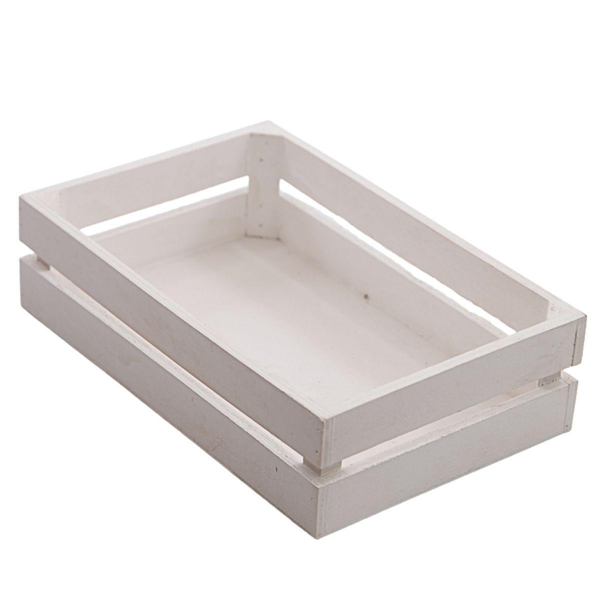 Cassetta rettangolare in legno bianco, 26x17x7 cm (kit da 10)