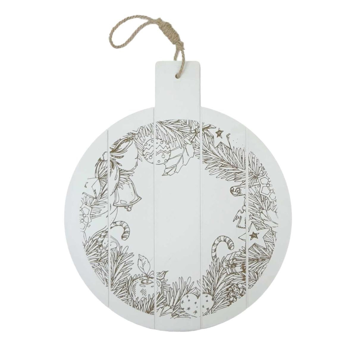 Tagliere decorativo bianco in legno di abete, Ø41 cm