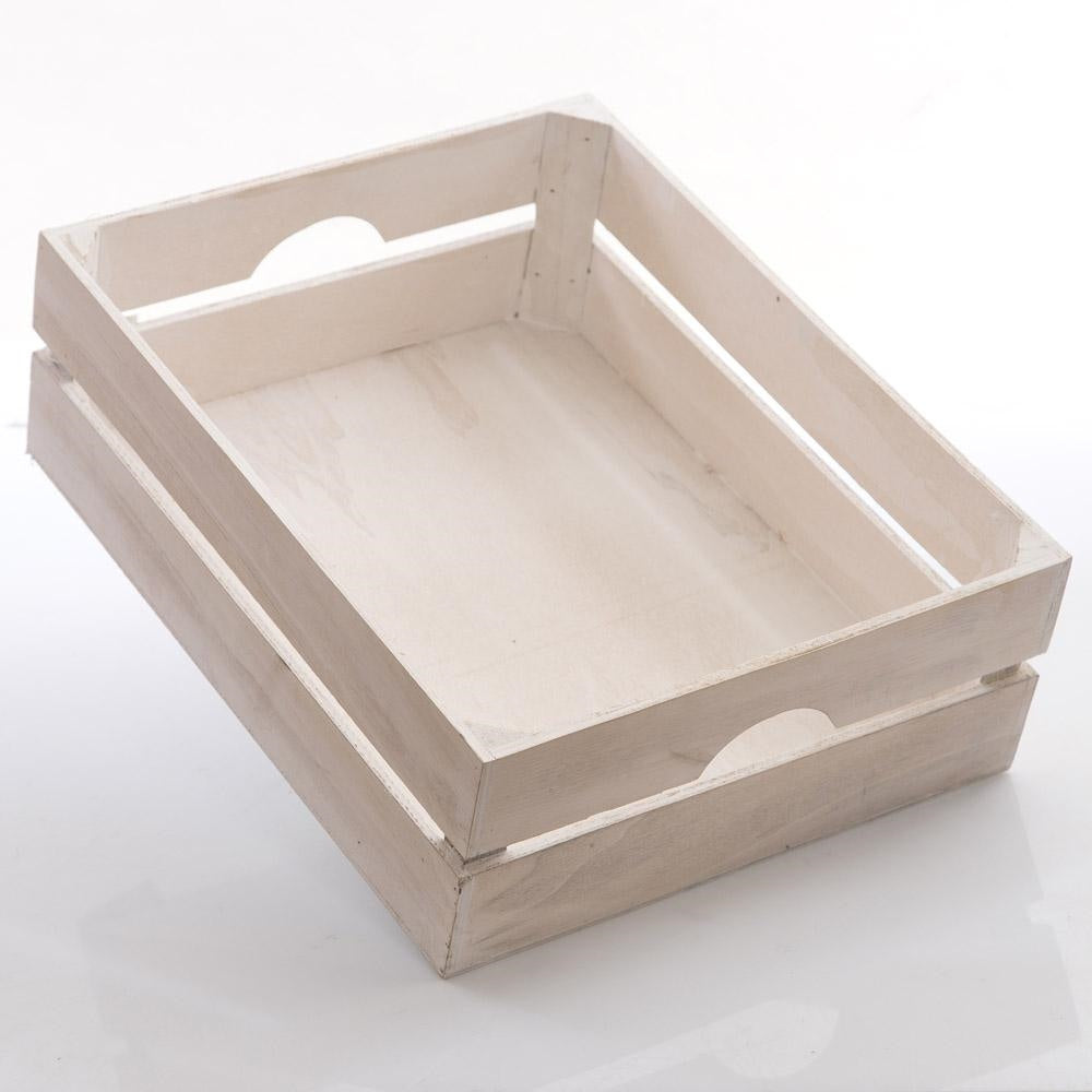 Cassetta in legno di abete sbiancato, 41x33x14 cm (kit da 3)