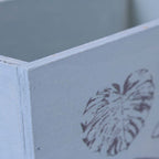 Cassetta verde in legno con decoro a foglie, 24x12H11 cm (kit da 5)