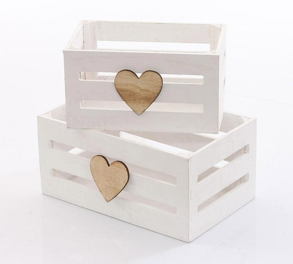 Cassette in legno di abete, set di 2, 20x13x9 e 16x11x8 cm (kit da 5)