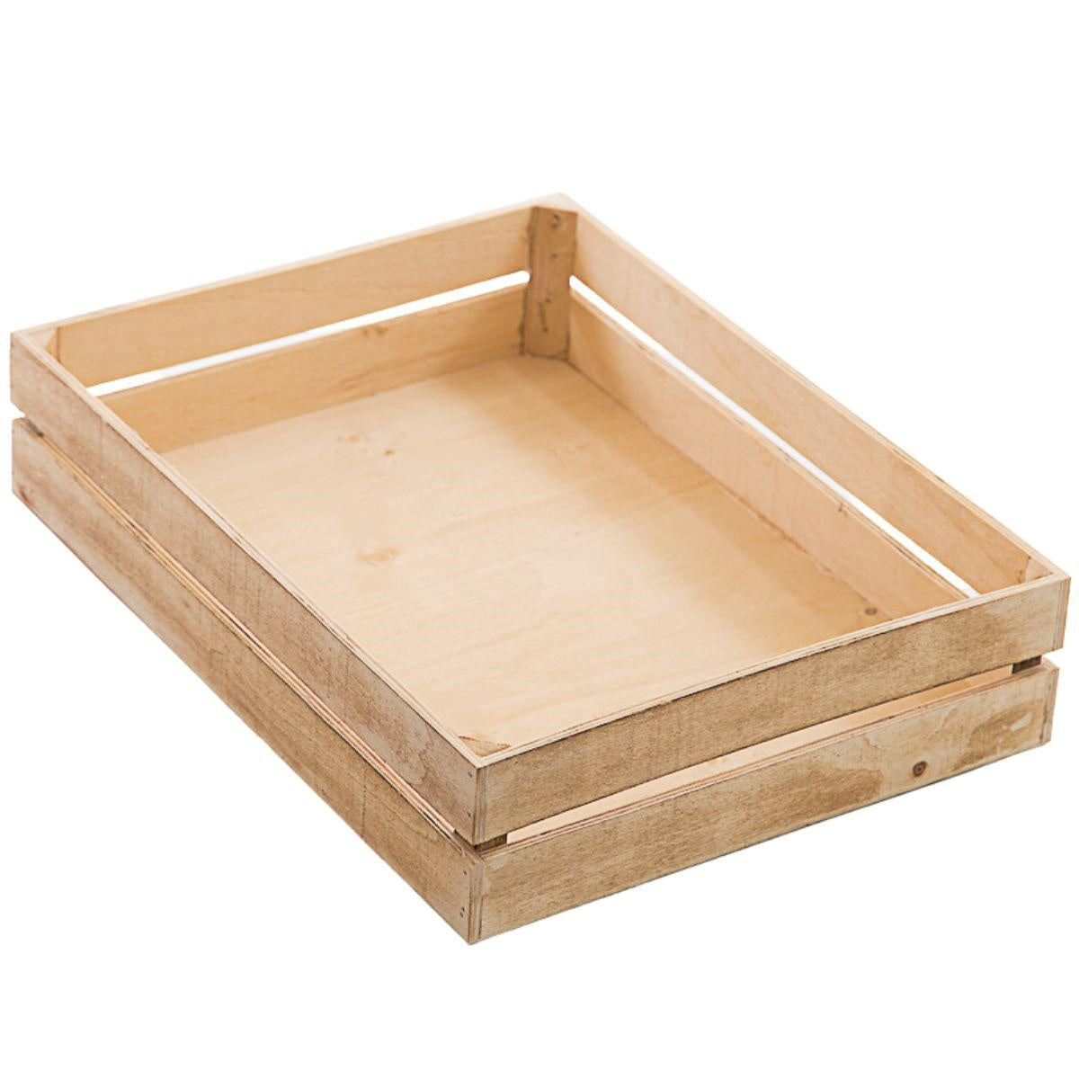 Cassetta rettangolare in legno di abete, 45x35H10 cm (kit da 3)