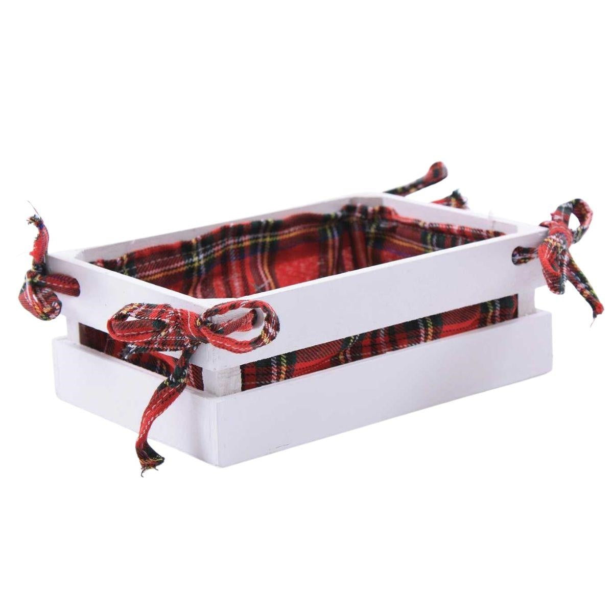 Cassetta in abete bianca con fodera scozzese, 22x15x9 cm (kit da 10)