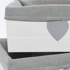 Cassetta bianca in abete foderata, set di 3, 32x23H12 cm