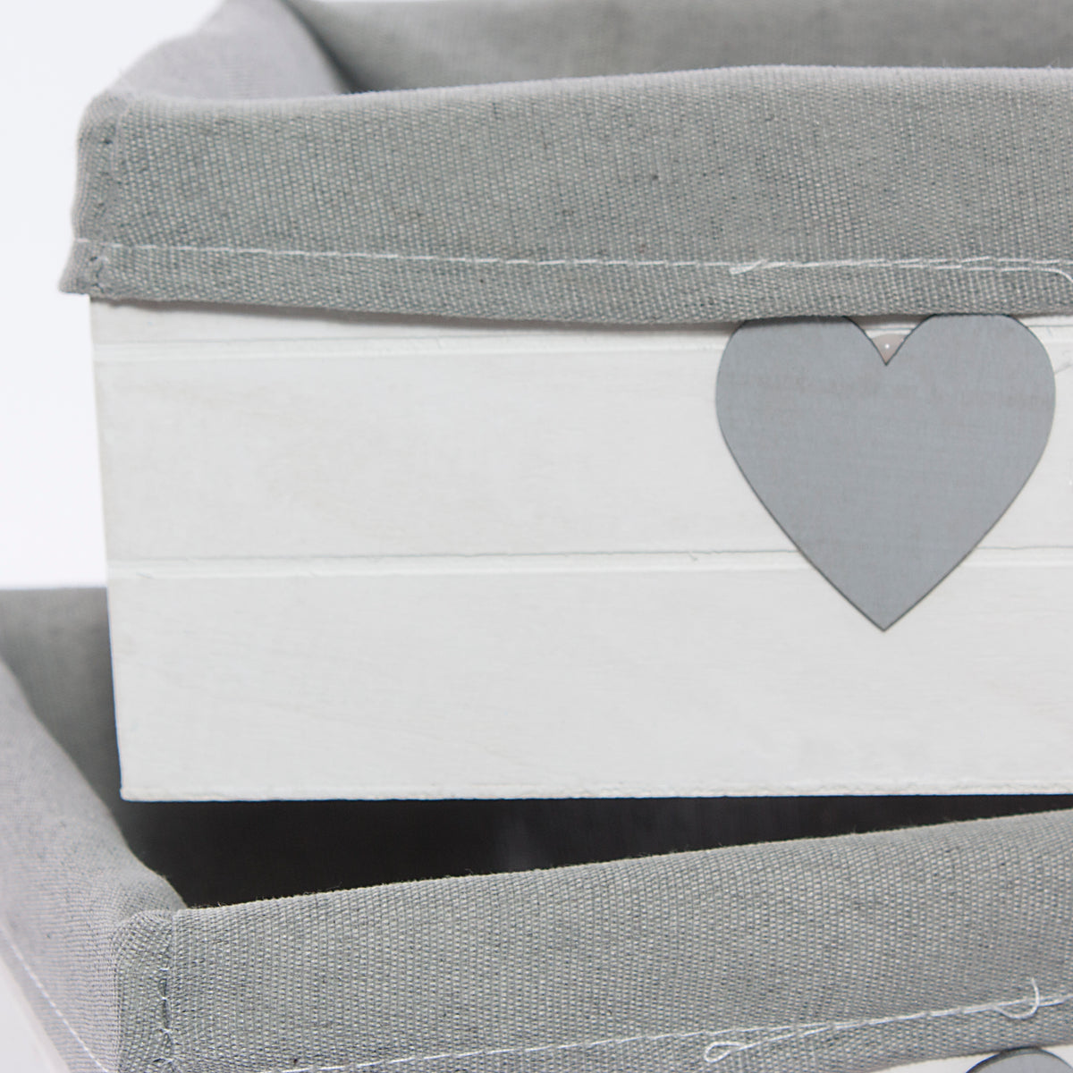 Cassetta bianca in abete foderata, set di 3, 32x23H12 cm