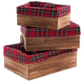 Cassetta in abete brunito con fodera, set di 3, 32x23H12 cm