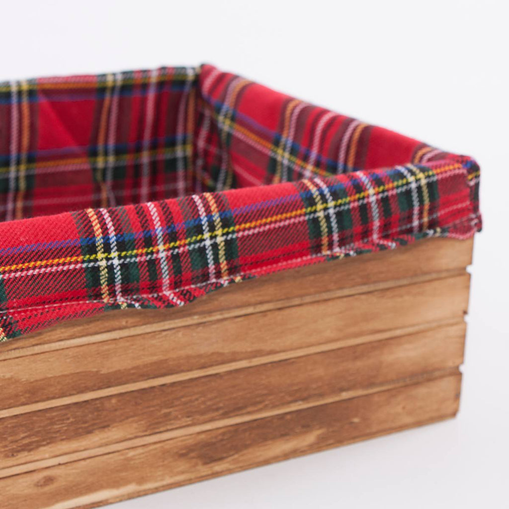 Cassetta in abete brunito con fodera, set di 3, 32x23H12 cm
