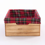 Cassetta in abete brunito con fodera, set di 3, 32x23H12 cm