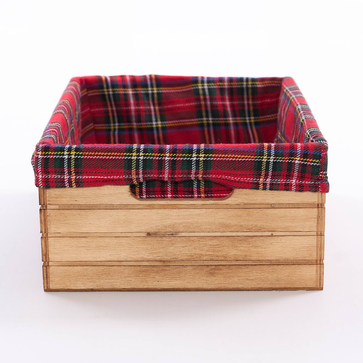 Cassetta in abete brunito con fodera, set di 3, 32x23H12 cm