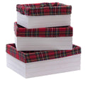 Cassette bianche foderate in legno di abete, set di 3, 32x23x12 cm