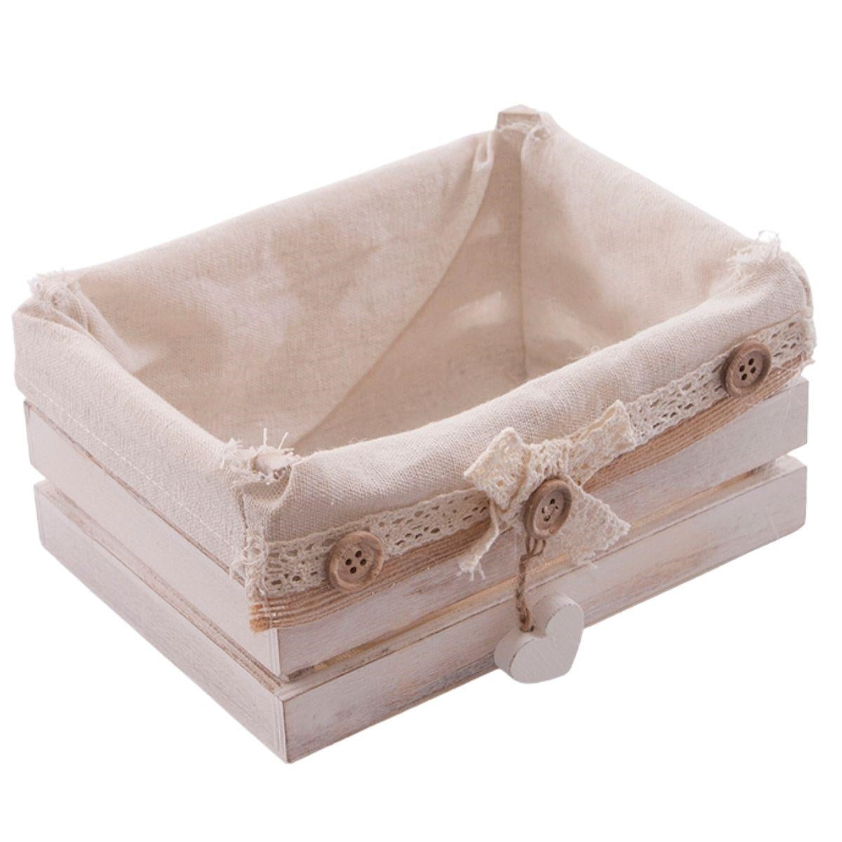 Cassetta in legno con fodera, 19,5x14H8,5 cm (kit da 10)