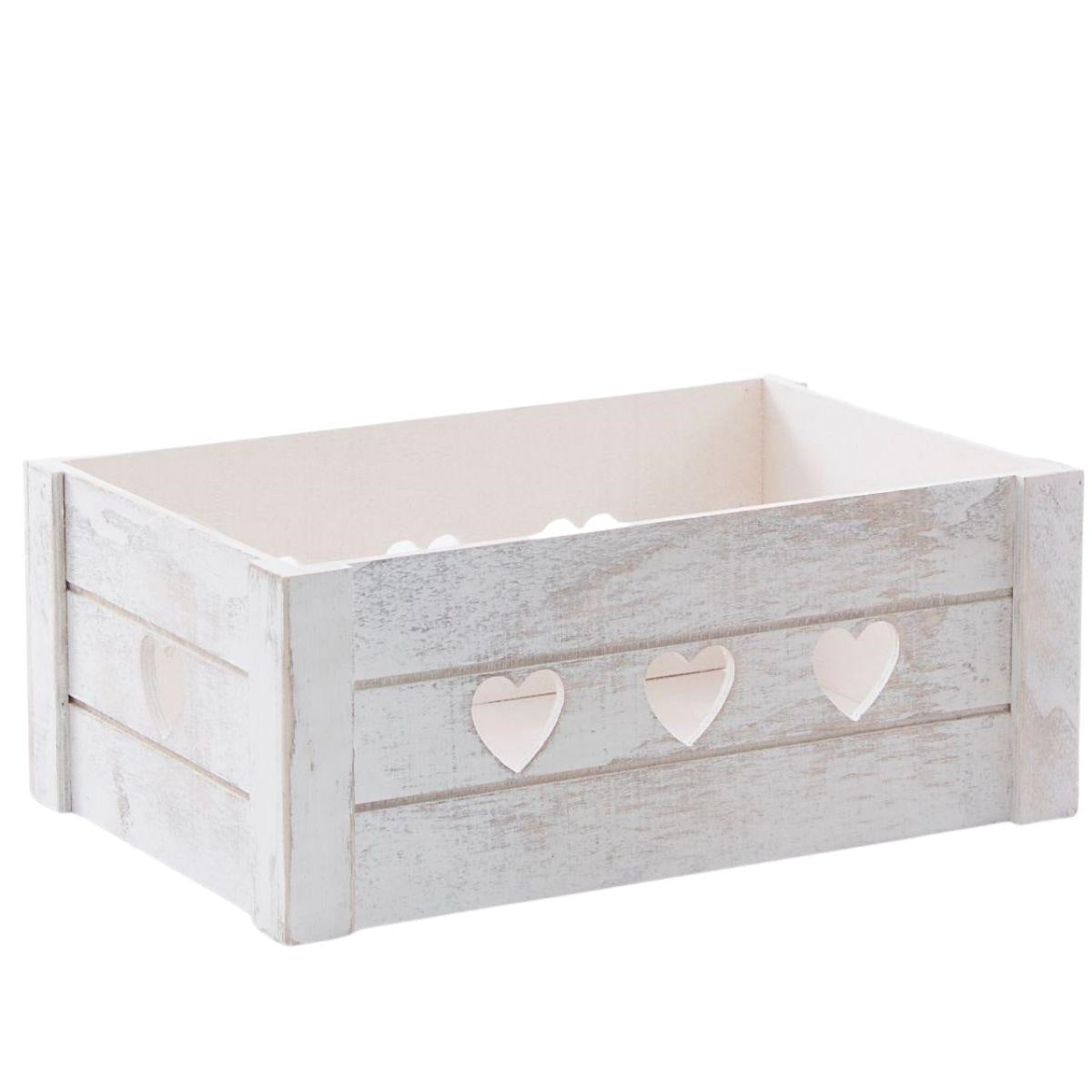 Cassetta in legno di abete sbiancato, 29x18,5H12 cm (kit da 5)