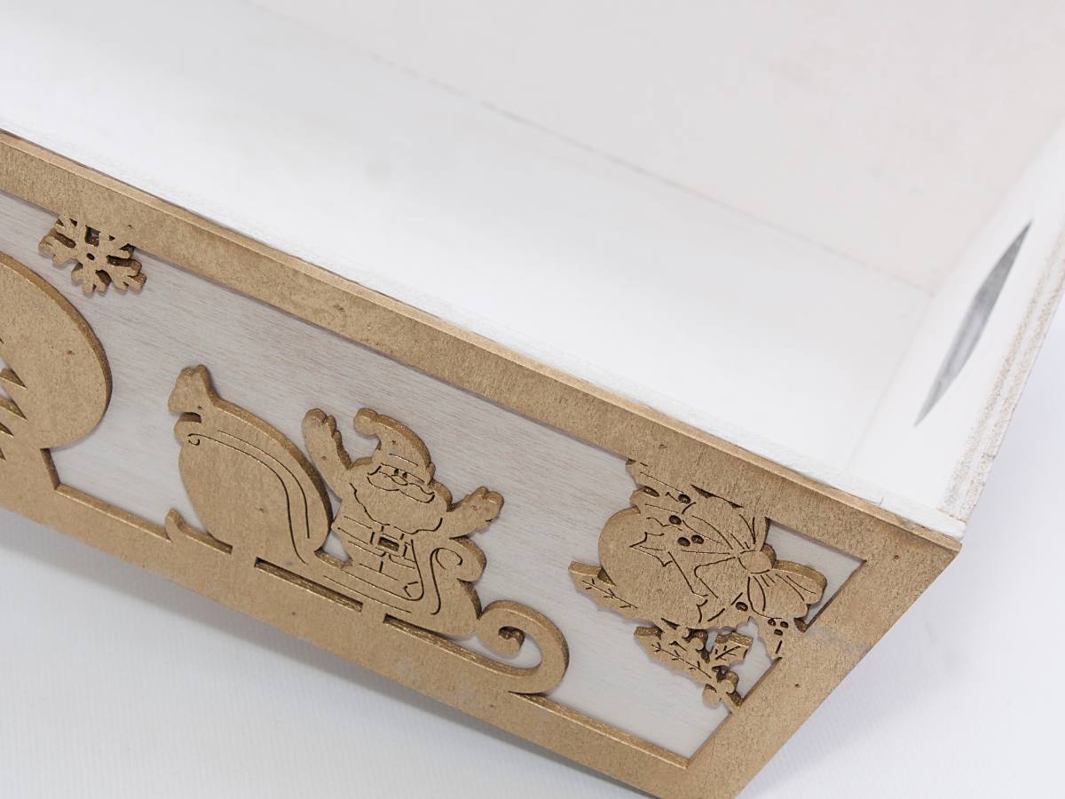Cassetta natalizia in abete con decorazione dorata, 38x30x10 cm (kit da 5)