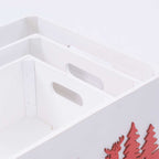 Cassette in abete bianche con decoro natalizio, set di 3, 38x28x15 cm