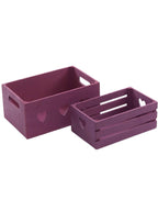 Cassetta viola in abete in set di 2, 29x18H13 cm (kit da 3)