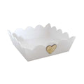 Vassoio smerlato in legno di abete bianco, 25x25x8 cm (kit da 10)
