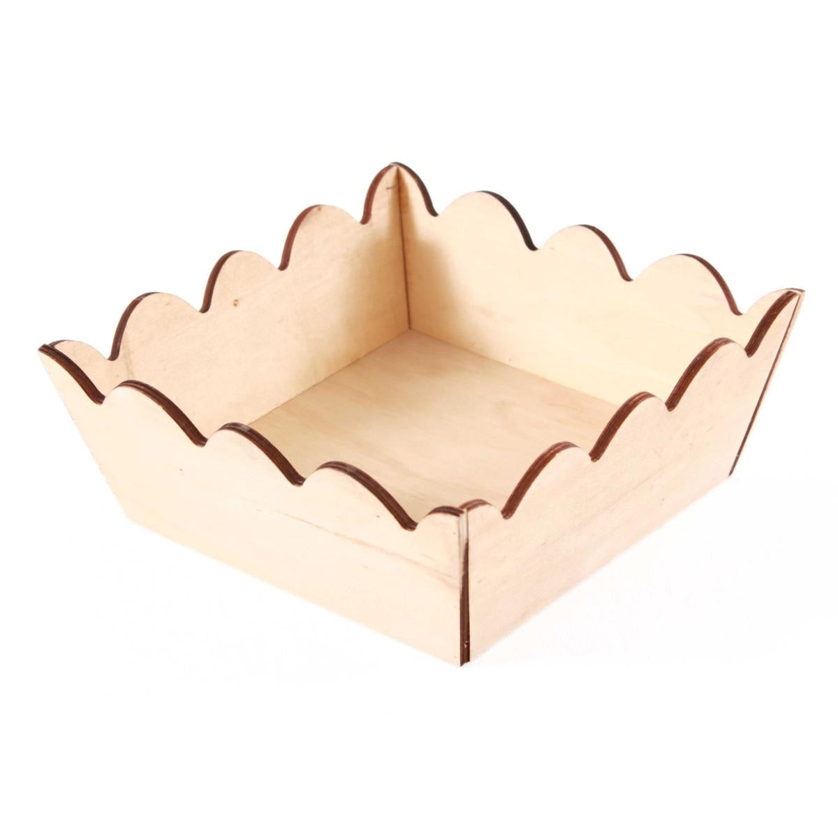 Vassoio smerlato in legno di abete miele, 20x20x8 cm (kit da 10)