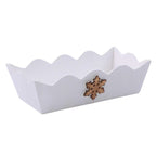 Vaschetta in legno di abete bianca con fiocco marrone, 28x16H8 cm (kit da 10)