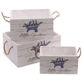Set di 3 cassette in legno di abete, 36x26H18 cm