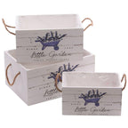 Set di 3 cassette in legno di abete, 36x26H18 cm