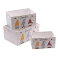 Cassetta bianca Gnomi in abete, set di 3, 36x26x18 cm