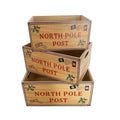 Cassette in abete North Pole, set di 3