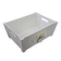 Cassetta in paulownia bianca con fiocco e casetta, 38x28x15 cm (kit da 3)