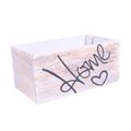 Cassetta in Paulownia sbiancata con scritta Home, 22x12x10 cm (kit da 10)