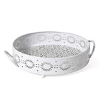 Vassoio in metallo bianco, Ø34H8 cm