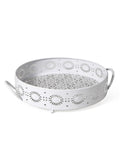 Vassoio in metallo bianco, Ø34H8 cm (kit da 3)