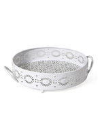 Vassoio in metallo bianco, Ø34H8 cm (kit da 3)
