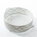 Vassoio rotondo in metallo bianco, 25H9 cm (kit da 3)