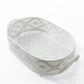 Vassoio ovale in metallo bianco, 30x29H9 cm (kit da 3)