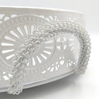Vassoio rotondo in metallo bianco traforato, Ø33H9 cm (kit da 3)