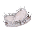 Vassoi in metallo e abete sbiancato, set di 3, 48x32x9 cm