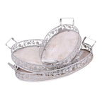 Vassoi in metallo e abete sbiancato, set di 3, 48x32x9 cm