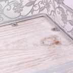 Vassoio in metallo e abete sbiancato, set di 3, 40x29H10 cm
