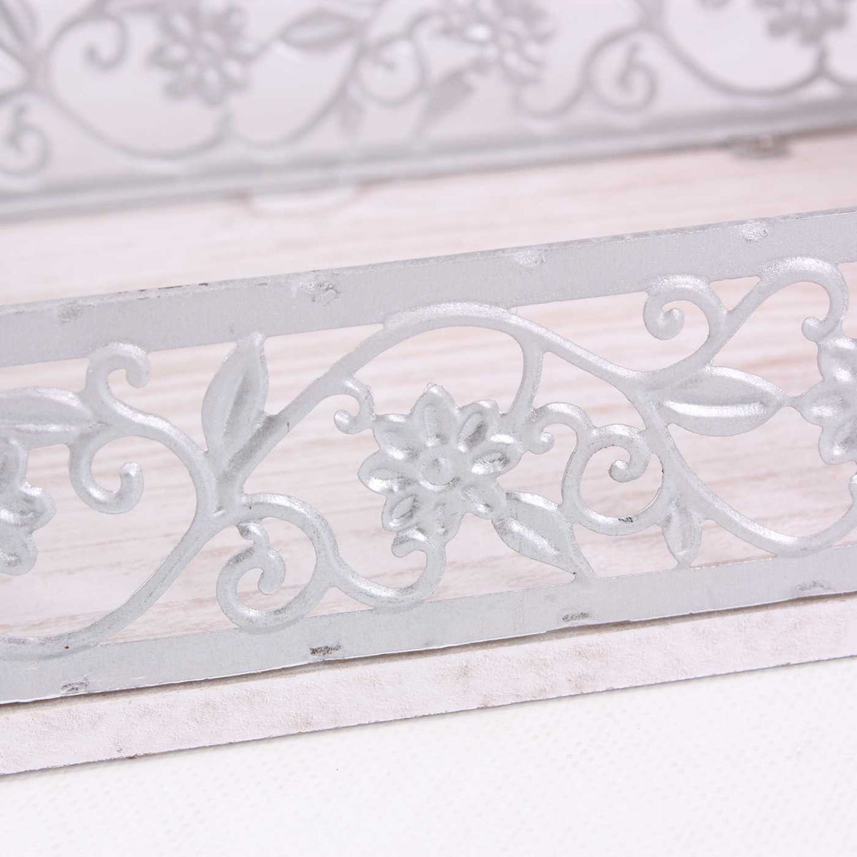Vassoio in metallo e abete sbiancato, set di 3, 40x29H10 cm
