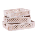 Vassoi rettangolari in legno di abete sbiancato, set di 3, 40x30x9 cm