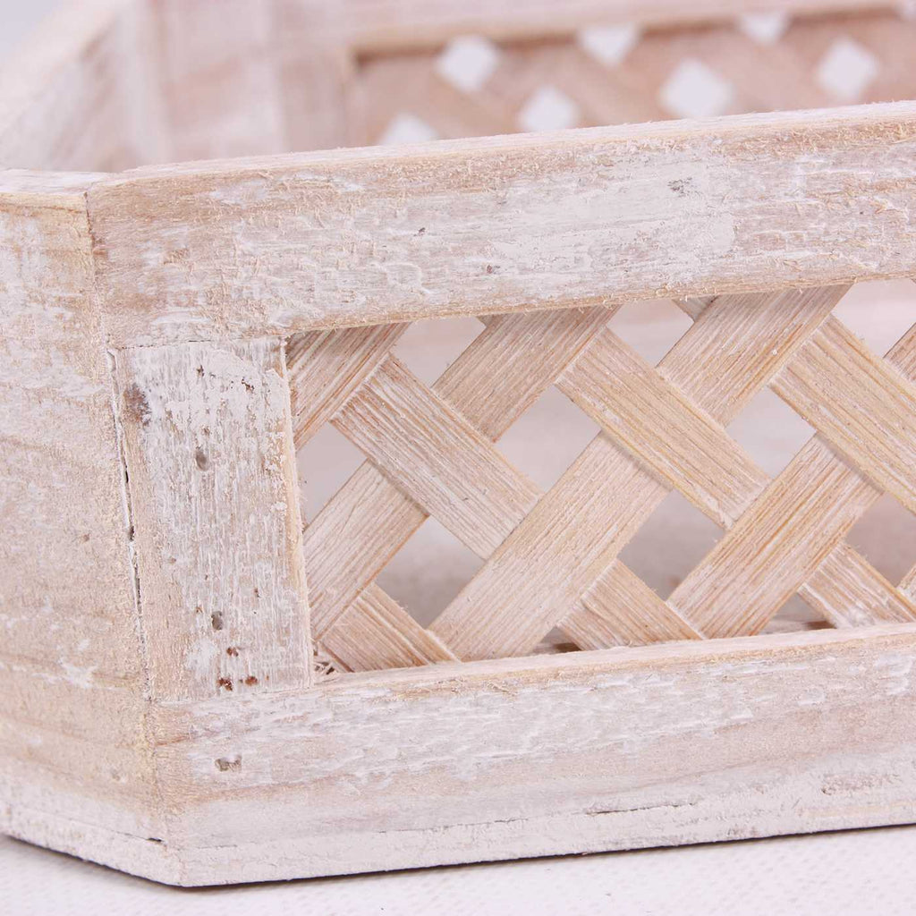 Vassoi rettangolari in legno di abete sbiancato, set di 3, 40x30x9 cm