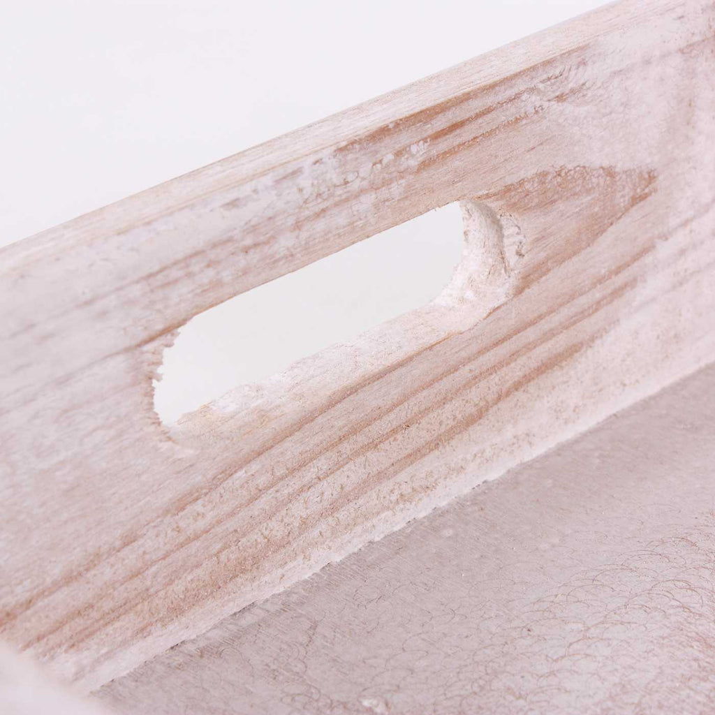 Vassoi rettangolari in legno di abete sbiancato, set di 3, 40x30x9 cm
