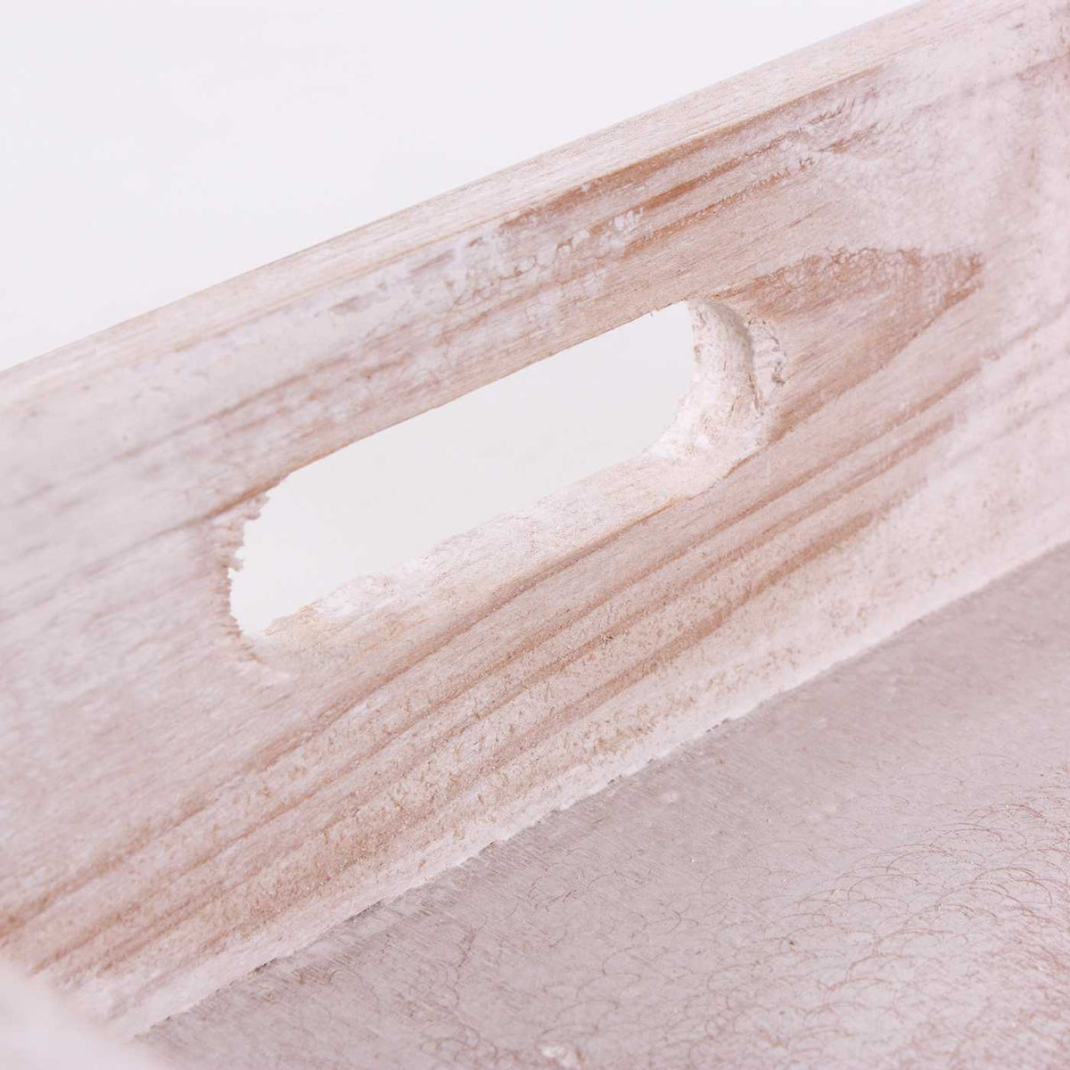 Vassoi rettangolari in legno di abete sbiancato, set di 3, 40x30x9 cm