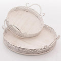 Vassoi in ferro e legno, set da 2, 40/35x10,5 cm