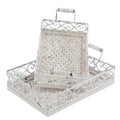 Vassoio in legno e metallo, set di 2, 34x24H7 cm